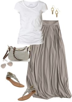 Love neutrals! Stile Casual Chic, Outfits Preppy, Mode Hippie, Long Skirt Outfits, Rock Outfit, Mode Boho, Skirt Summer, Preppy Summer, Cooler Look