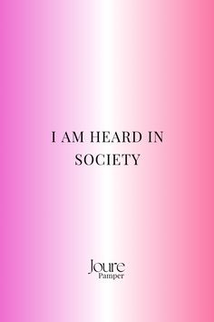 the cover of i am heard in society by jolie pennner, with pink and purple background