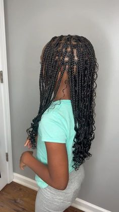 Braids For 11yrs, Hairstyles For Ten Year Olds Black, Kids Goddess Knotless Braids, Kid Boho Braids, Goddess Braids On Kids, Hairstyles For Black Girls Kids 10-11 Braids, Kids Bohemian Braids, Kid Boho Knotless Braids, Kids Knotless Braids With Curls