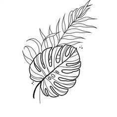 a black and white drawing of a leaf