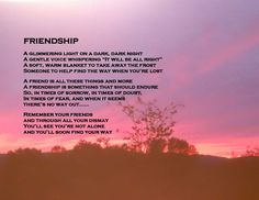 a poem written in front of a pink sky with the words,'friendship '