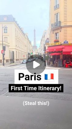 an image of a street scene with the words paris first time linearary steal this