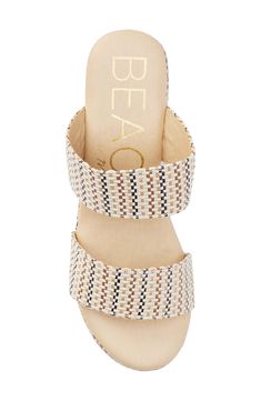 Braided raffia adds organic texture to this espadrille-inspired sandal raised on a walkable block heel and a lightly cushioned footbed. 2 1/2" heel; 2" platform Cushioned insole Textile upper/synthetic lining and sole Imported Women's Shoes Beige Synthetic Espadrilles With Woven Sole, Beige Espadrilles With Woven Sole For Summer Outings, Straw Block Heel Sandals For Beach, Beige Espadrille Wedge Sandals For Beach, Beige Woven Sandals For Beach Season, Beach Espadrilles With Textured Wedge Heel, Beach Block Heels With Woven Sole, Summer Wedge Sandals With Block Heel For Beach, Beach Season Beige Espadrille Sandals