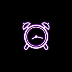 an alarm clock glowing in the dark with purple neon lights on it's face