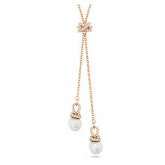 From the Originally family, this graceful pendant has been crafted for simple elegance. The rose gold-tone plated chain meets in the middle with a twist of clear Swarovski Zirconia, and then splits into two strands, each with a radiant Swarovski Crystal Pearl at the end. Shimmering pavé tops each pearl to maximize their radiance. A beautiful gift for yourself or a loved one. Pink Watch, Swarovski Jewelry, Swarovski Pearls, Single Earring, Simple Elegance, Crystal Pearls, Gold Plated Earrings, White Rose Gold, The Rose