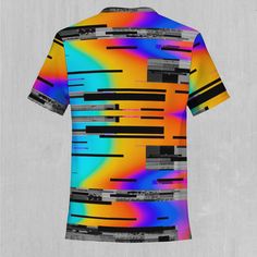 Spectrum Noise Tee - Azimuth Clothing Urban Multicolor Graphic T-shirt, Urban Style Multicolor Graphic T-shirt, Multicolor Crew Neck T-shirt With Graphic Design, Urban Multicolor Graphic Tops, Multicolor All Over Print T-shirt For Streetwear, Multicolor Graphic Tee With All Over Print, Multicolor Custom Print Tops For Streetwear, Multicolor Casual T-shirt With Digital Print, Casual Multicolor Digital Print T-shirt