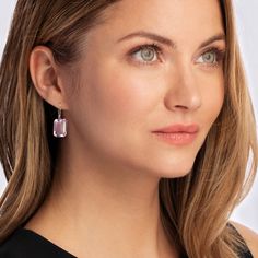 Ross-Simons - 20.00 ct. t. w. Amethyst Drop Earrings in 14kt Yellow Gold. Is purple your color? Then these are for you! Sizable 20.00 ct. t. w. rectangular emerald-cut amethysts dangle from simple and sophisticated settings of 14kt yellow gold. Enjoy the incredible value on this impressive pair. Hanging length is 1 1/8". Earwire, amethyst drop earrings. Amethyst birthstones are the perfect gift for February birthdays. Rectangular Earrings For Formal Occasions, Elegant Purple High Luster Jewelry, Elegant High Luster Purple Jewelry, Rectangular Prong Setting Earrings, Formal Purple Earrings, Faceted Jewelry For Formal Occasions, Elegant Pink Amethyst Earrings, Prong Setting Earrings For Evening, Evening Earrings With Lever Back Ear Wires