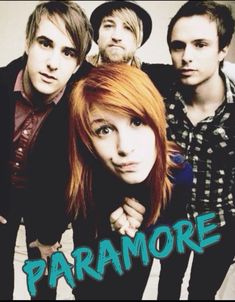 the band paramore is posing for a photo with their name in front of them