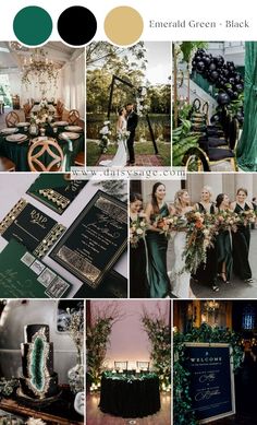 green and black wedding color scheme