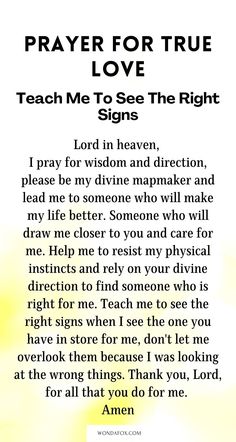 prayer for true love, teach me to see the right signs