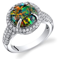 Peora.com - Created Black Opal Ring Sterling Silver Round Cabochon 1.50 Carats Sizes 5 to 9 SR11488, $39.99 (https://www.peora.com/created-black-opal-ring-sterling-silver-round-cabochon-1-50-carats-sizes-5-to-9-sr11488) October Jewelry, Black Opal Ring, Black Engagement Ring, Womens Rings Fashion, Fire Opal Ring, Victorian Vintage, Engagement Rings Opal, Cabochon Ring, Rings Cool