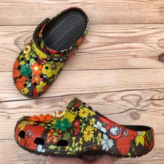 Brand New Crocs Classic Retro Floral Clog With Jibbitz As Pictured Price Is Firm! Men’s/Kids Size 4 / Women’s Size 6 Yellow Slip-on Clogs For Outdoor, Yellow Summer Outdoor Clogs, Yellow Rubber Sole Clogs For Outdoor, Yellow Clogs With Rubber Sole For Spring, Yellow Rubber Sole Clogs For Spring, Yellow Clogs With Cushioned Footbed For Spring, Yellow Round Toe Clogs For The Beach, Yellow Round Toe Clogs For Beach, Casual Yellow Clogs For Outdoor