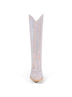 Step into the spotlight with these dazzling rhinestone-embellished cowboy boots, designed to make a statement wherever you go. Featuring a shimmering exterior covered in meticulously placed rhinestones, these boots bring a sparkling twist to the classic Western silhouette. The pointed toe and stacked low heel add both elegance and comfort, making them perfect for both day and night wear. Crafted with a durable sole and cushioned insole, these boots provide all-day comfort while maintaining a chi Ruffle Skirts, Floral Heels, Floral Sandals, Girls Heels, Glitter Heels, Rhinestone Heels, Bow Heels, Summer Party Dress, High Heels Stilettos