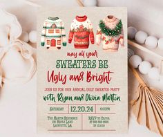 an image of sweaters be merry and bright party