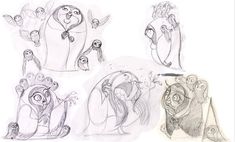 some drawings of different characters from the disney movie