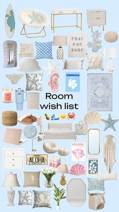 the room wish list is filled with all kinds of items that are in different colors