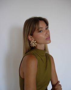 The Floral Earrings - designed with a European vacation on our mind. These statement earrings will elevate even the most paired back summer style, add the Floral earrings as your perfect piece to transform your summer vacation looks. Please note - these earrings are ultra delicate and need to be store delicately, especially for travel <3 Chic Gold Flower Earrings For Summer, Elegant Drop Earrings For Vacation, Chic Green Earrings, Chic Drop Earrings For Beach, Elegant Flower Earrings For Beach, Chic Drop Earrings For Spring, Chic Spring Flower Earrings, Chic Beach Drop Earrings, Elegant Summer Beach Hoop Earrings