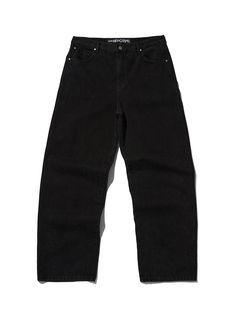 It is a wide fit baggy jean with carpenter pant design features. Made of black denim, the pant is easy to match with different items to make a casual and stylish outfit. The pant has a hammer loop, which is a feature of carpenter pant. - Wide fit- Side pockets- Back pockets- Logo label Black Denim Cargo Jeans With Tapered Leg, Black Urban Rigid Denim Jeans, Urban Black Rigid Denim Jeans, Baggy Black Rigid Denim Bottoms, Baggy Black Rigid Denim Pants, Black Baggy Rigid Denim Pants, Black Rigid Denim Jeans With Tapered Leg, Black Rigid Denim Jeans For Streetwear, Black Tapered Leg Rigid Denim Jeans