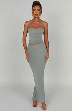 Double lined with a buttery soft, second skin feel, our brand new Yasmin maxi skirt is one to wear on repeat. Serving stretch and snapping back to shape to contour your body, this mid rise design couldn't be more flattering, falling just below your waist. Pair with the Anika crop top for the basic look of your dreams.



Colour:ÃƒÆ’Ã†â€™Ãƒâ€ Ã¢â‚¬â„¢ÃƒÆ’Ã‚Â¢ÃƒÂ¢Ã¢â‚¬Å¡Ã‚Â¬Ãƒâ€¦Ã‚Â¡ÃƒÆ’Ã†â€™ÃƒÂ¢Ã¢â€šÂ¬Ã…Â¡ÃƒÆ’Ã¢â‚¬Å¡Ãƒâ€šÃ‚Â Steel.

Buttery soft, premium modal fabric.

Double layered.

Second ski Homecoming Dresses Corset, Midi Dress Wedding Guest, Dresses Flowy, Keeping It Simple, Maxi Dress Sale, Popular Dresses, Sparkle Dress, Dresses By Length, Formal Dresses Prom