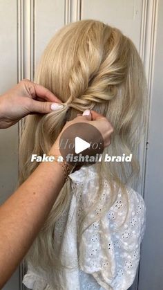 Faux Fishtail Braid, Faux Fishtail, Easy Fishtail Braid, Faux Braids, Braided Half Updo, Prom Hair Medium, Fishtail Braid Hairstyles, Fascinator Hairstyles