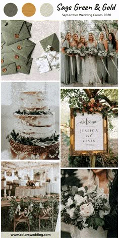 the wedding color scheme is green and gold, so it's easy to use