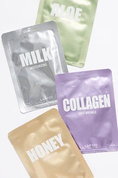 Innovative Korean skincare masks for every skin concern, these single-use sheet masks provide the specific ingredients your complexion needs to look its best. Collagen: boosts skin firmness by building elasticity and delaying the appearance of wrinkles. Aloe: soothes and hydrates while reducing inflammation and irritation. Milk: softens and improves elasticity, while acting as a gentle peel to remove dead skin. Honey: imparts radiance and retains moisture, while detoxifying and clearing the pore Cleansing Mask, Skincare Packaging, Face Mask Fashion, Cruelty Free Skin Care, Skin Care Mask, Fashion Face Mask, Dehydrated Skin, Sheet Mask, Healthy Glow