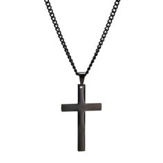 Titanium cross necklace for men and women in black Christian Jewelry For Women, Christian Rings, Mens Accessories Necklace, Edgy Necklace, Black Cross Necklace, Necklace Drawing, Mens Cross Necklace, Goth Necklace, Black Cross