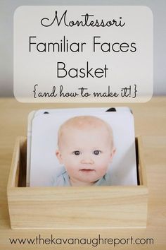 a baby's face in a wooden box with the words familiar faces basket and how to make it