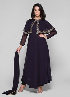 Zari Embroidered Cape Suit Set - Suits - Clothing - Women Amrela Dress, Embroidered Cape, Dress Design