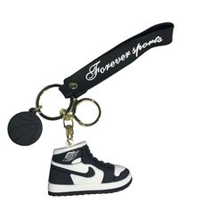 Casual White Keychains With Key Leash, Casual White Keychain With Key Leash, Trendy White Keychain With Key Leash, Trendy Black Keychain With Key Leash, Nike Keychain, Key Chains Aesthetic, Jordan Keychain, Sneaker Keychain, Cute Jordans