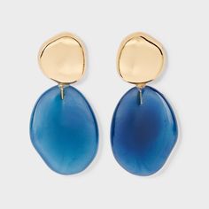 Enhance your casual or dressier looks with these Acrylic Drop Earrings from A New Day™. These acrylic earrings feature a gold-tone post adorned with a blue drop accent for a chic, unique look. Made from plastic and nickel-free metal, these hypoallergenic earrings suit most skin types and have post-back closures for a secure fit. A New Day™: Style that goes wherever you do. Post Metal, Pearl Hoop Earrings, Woven Bracelets, Hypoallergenic Earrings, Accessories Jewelry Earrings, Acrylic Earrings, Pearl Drop, Teal Green, Teardrop Earrings