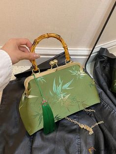 Bird in Bag - Luxe Banquet Handbag Green Tote Bag With Detachable Handle, Green Rectangular Hobo Bag With Detachable Handle, Chic Handheld Portable Bag, Chic Portable Top Handle Bag, Portable Green Rectangular Bag, Green Rectangular Bag, Chic Top Handle Portable Bag, Green Handheld Shopping Bag, Green Satchel Evening Bag For Travel