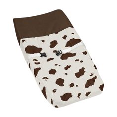 a brown and white cow print sleeping bag