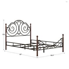 the measurements for an iron bed frame