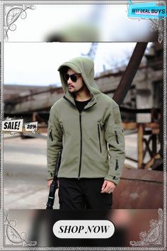 Military Fleece Tactical Jacket Solid Casual Hooded Jacket Army Zipper Coat Outdoor Thermal Ventilation Sports Polar Clothes Tactical Khaki Outerwear For Outdoor Activities, Khaki Windproof Techwear Outerwear, Khaki Combat Windbreaker For Hiking, Windproof Long Sleeve Hooded Jacket For Outdoor, Combat Style Khaki Windbreaker For Hiking, Khaki Military Style Windbreaker For Outdoor Work, Windproof Long Sleeve Parka For Outdoor Work, Windproof Parka For Outdoor Work, Windproof Track Jacket For Outdoor