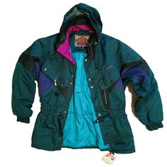 FLAT-RATE PRIORITY SHIPPING Vintage 1990’s Nevica Professional Series Authentic Skijacket - RN 87504 US Size 40 Medium. Ski jacket still has a Stratton Ski Lodge coat tag from 2007 attached to the front zipper! No rips, stains or tearing. Hide-Away hood still attached. Vintage Windbreaker For Ski Season, Vintage Ski Season Windbreaker, Vintage Skiing Outerwear With Pockets, Vintage Windbreaker For Winter Sports With Pockets, Vintage Windbreaker For Fall Winter Sports, Vintage Hooded Windbreaker For Skiing, Vintage Hooded Sport Coat For Winter, Vintage Hooded Outerwear For Hiking, Vintage Long Sleeve Sport Coat For Outdoor Activities