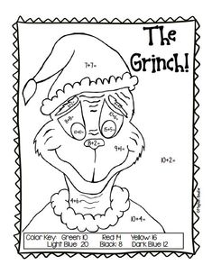 a coloring page for the grinch show with an image of a cat wearing a santa hat