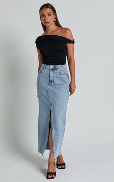 Jialeen Top - Off Shoulder Twist Asymmetrical Sleeve Crop Top in Black | Showpo USA Asymmetrical Top Outfit Classy, Asymmetric Top Outfit, Shein Outfits Fall, Off Shoulder Top Outfit, Fall Outfits Office, Aesthetic Uniform, Cozy Fall Outfits Aesthetic, Trendy Shein Outfits, Fall Teacher Outfits