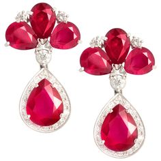 Formal Ruby Gemstone Diamond Earrings, Ruby Gemstone Diamond Earrings For Formal Occasions, Formal Red Diamond Earrings With Brilliant Cut, Fine Jewelry Red Diamond Earrings For Formal Occasions, Red Diamond Earrings For Formal Occasions, Red Diamond Teardrop Earrings, Red Diamond Drop Earrings For Formal Events, Red Diamond Drop Earrings For Formal Occasions, Elegant Red Diamond Earrings For Formal Occasions