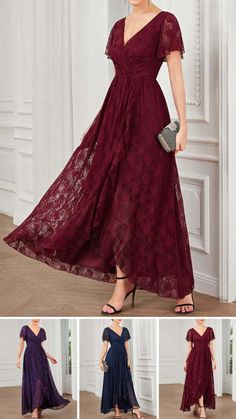 Love Price with Party Dress V-Neck Lace Evening Gown Dresses😍 Holiday Bridesmaid V-neck Dress, A-line Lace Patchwork Dress For Banquet, V-neck Lace Patchwork Dress For Prom, Lace Floor-length Dresses For Banquets, Lace Dress For Banquet Party Season, Lace Dress For Banquet And Party Season, Lace Dresses For Party Season, Fitted Lace Patchwork Maxi Dress For Party, Lace Party Dress For Party Season