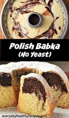 polish bakka cake with chocolate frosting on top and the words polish bake no yeast