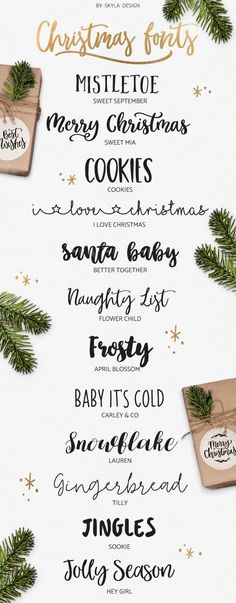 the christmas font and numbers are all in different styles, but there is no image to describe