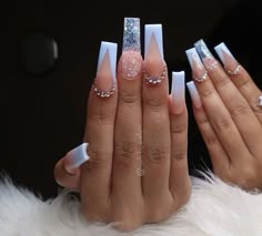 Cute White Nails With Gems, White Extra Birthday Nails, White Nails For Birthday, White Nails With Designs Square Medium, Bridesmaid Acrylic Nail Ideas, Nail Ideas Acrylic Black Women, Baddie Birthday Nails Long White, White Birthday Nails Acrylic, White Acrylic Birthday Nails