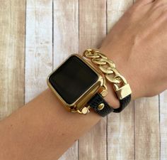 Super elegant and exquisite handmade chain link apple watch bracelet. Made to create a unique look to your favorite watch and make you feel special during all day and even night. The bracelet is made from gold plated brass chain links and decorated with gold plated details. PLEASE, MEASURE YOUR WRIST BEFORE ORDERING THE BAND. HOW TO MEASURE: Using a fabric tape measure, encircle the part of your wrist where you will be wearing your watch. If wrist measurement is not stated above, please provide Gold Chain Link Apple Watch Band With Bracelet Strap, Gold Metal Chain Link Watch Bands, Luxury Gold Bracelet Strap For Apple Watch, Adjustable Gold Apple Watch Band With Wrist Strap, Luxury Metal Apple Watch Band With Bracelet Strap, Apple Watch Bracelet, Silver Wrap Bracelet, Apple Watch Bands Fashion, Handmade Watch Bands