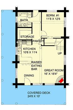 a floor plan for a small house with an attached kitchen and living room area,