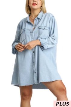 80% Cotton -- 20% Polyester Made In CHINA Length: 36"/38" Denim Jacket Plus Size, Button Down Denim Dress, Light Denim Jacket, Good For Me, Kimono Sweater, Light Denim, Kimonos, Tunic Dress, Denim Fashion