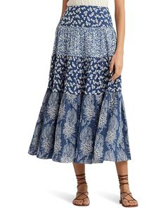 Women's LAUREN Ralph Lauren Patchwork Floral Voile Tiered Skirt Ralph Lauren Patchwork, Tiered Maxi Skirt, Womens Maxi Skirts, Tier Skirt, Cotton Voile, Ralph Lauren Womens, Tiered Skirt, Lauren Ralph Lauren, A Smile