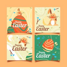 four different easter cards with the words happy easter