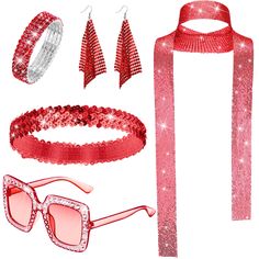 PRICES MAY VARY. Disco Costume Set: you're provided with 1 set of y2k accessories, including 1 piece of glitter neck scarf, 1 piece of y2k headbands, 1 piece of coil bracelet, and 1 piece of rectangle sunglasses; 1 pair of long earrings; The set can provide a nice matching choice to your 60s 70s party costume Wide Applications: these disco accessories can show the vintage style of the 60s and 70s, are widely applicable for disco parties, festivals, Christmas parties, celebrations, stage performa Onda Disco, Disco Accessories, Disco Parties, 70s Accessories, Disco Costume, Sequin Scarf, Women Costume, 70s Party, Y2k Accessories