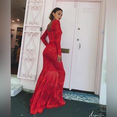 Red Fitted Gown For Party Season, Fitted Gown For Red Carpet Party Season, Fitted Gown For Red Carpet During Party Season, Red Full-length Party Gown, Red Full Length Party Gown, Red Full Length Festive Dress, Fitted Gown For Red Carpet And Party Season, Festive Full Length Red Dress, Red Floor-length Maxi Dress With Sweep Train